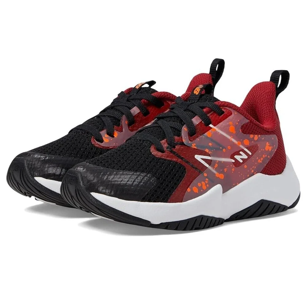 New Balance Rave Run V2 PKRAVWB2 Kids 12.5 Black True Red Running Shoes ZPO785